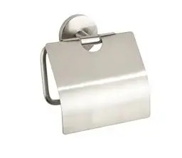 Produktbild: WENKO Toilettenpapierhalter Mod. Cuba Matt, Papierrollenhalter mit Deckel zum Schutz, in massiver Qualität aus rostfreiem Zinkdruckguss mit mattiertem Finish, 13,5 x 13,5 x 4 cm