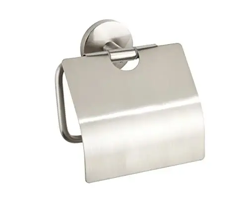 Produktbild: WENKO Toilettenpapierhalter Mod. Cuba Matt, Papierrollenhalter mit Deckel zum Schutz, in massiver Qualität aus rostfreiem Zinkdruckguss mit mattiertem Finish, 13,5 x 13,5 x 4 cm