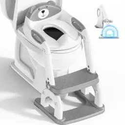 Produktbild: Toilettensitz Kinder mit Treppe, Upgraded WC Aufsatz für Kinder für Jungen und Mädchen, 2-in-1 Toilettentrainer mit Treppe, Höhenverstellbar Bequemer Sicherer Toilettensitze, Tritthocker für Kinder