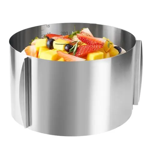 Produktbild: Toivize Tortenring Verstellbar 16-30 cm Durchmesser, Höhe 15 cm, Edelstahl Tortenring Verstellbar, mit Skala, Kuchenring für Müheloses Backen von Kuchen und Torten