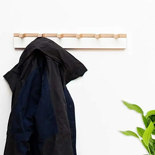 Produktbild: Tojo Grad I Garderobe für Jacken, Mäntel, Schals und Handtaschen I Weiße Designer Flurgarderobe Wandbefestigung I Modulare Garderobensystem I Garderobenpaneel