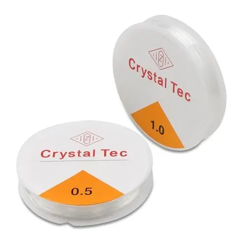 Produktbild: TOKERD 2 Spule Elastische Schmuckfaden, Elastische Stretchschnur 0.5mm 1mm Gummiband für Armbänder, klarer Nylonschnur Kristallschnur mit Perlennadel für DIY Basteln, Schmuckherstellung, Halskette