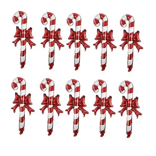 Produktbild: TOKIDNY Starke Robuste 24 Weihnachts-süßigkeiten-luftballons 10 Stück Aufblasbare Stäbchen Schleife Festliche Weihnachtsdekoration