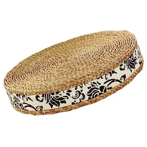 Produktbild: TOKIDNY Sitzpouf Meditiere Auf Tatami Runde Yogamatte Indoor-bodenmatte Yoga-meditationskissen Meditationsmatte Meditation Cushion Relax Dekoratives Meditationskissen Natürlich Gewebtes Kissen Gras