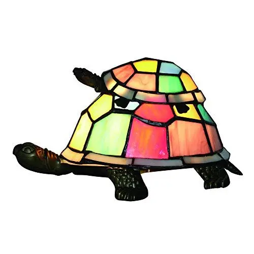 Produktbild: Tokira Tiffany Schildkröte Mutter und Kind Stil Kreativität Glas Lampeschirm Tischlampe, Kinderzimmer Nachttischlampe Schildkröte Tierische Tischlampe, Dekoratives Nachtlicht (Ohne Glühbirnen)