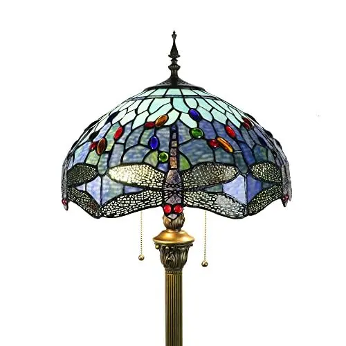 Produktbild: Tokira Tiffany Stehlampe Aus Buntglas, Blaue Libelle Leselampe Stehlampe Kinderzimme, E27 Modern Stehlampe für Flur Wohnzimmer, Nachtlicht Studieren (Ohne Glühbirnen)