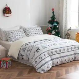 Produktbild: Tokokimo Weihnachts Bettwäsche 135x200 - Zarte und lustige Elch und Schneeflocke Cartoon Muster - 2teilig Bettwäsche Set mit Kopfkissenbezug mit Reißverschluss 80x80cm*1, Blau
