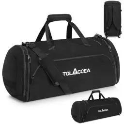 Produktbild: Tolaccea 54L-72L Erweiterbare Sporttasche für Damen Herren,Groß Reisetasche Rucksack mit Schuhfach,Fitness Trainingstasche für Gym,Reise,Schwimmen,Sauna,fußball（Schwarz）
