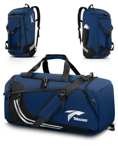 Produktbild: Tolaccea Sporttasche Herren Rucksackfunktion Groß 45L Sportrucksack mit Schuhfach Nassfach, Reisetasche Damen für Fitnessstudio Sauna Fussball Schwimmen Gym（Blau）