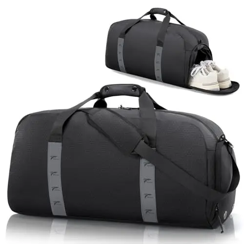 Produktbild: Tolaccea Sporttasche Herren mit Schuhfach Nassfach, 42L Wasserabweisend & Ultraleicht Reisetasche Trainingstasche Duffle Bag für Damen Gym Fitness Travel, Umhängetasche Handgepäck (Mittel, Schwarz)