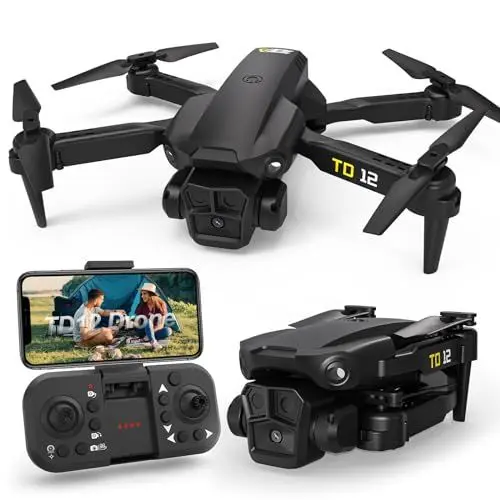 Produktbild: Toladrone Drohne für Anfänger, Drohne mit ESC Kamera Mini Drohne Faltbare FPV Drohnen mit Headless-Modus RC Quadcopter mit 2 Batterien Drohne mit Kamera TD12 Drohne
