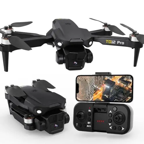 Produktbild: Toladrone Faltbare Mini Drohne mit 4K-Kamera, TD12PRO Bürstenloser Motor Drohnen für Anfänger, Windwiderstand der Stufe 3, APP-Steuerung, Geschwindigkeitsanpassung, RC-Quadcopter mit Tragetasche