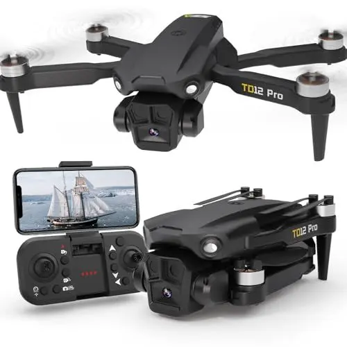 Produktbild: Toladrone TD12Pro Drohne mit 1080P Kamera, 5G FPV Übertragung Bürstenlose Motor Drohne für Erwachsene Mini-Drohne mit Optische Flusspositionierung RC Quadcopter für Einsteiger