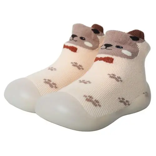 Produktbild: Tolaler Sockenschuhe Baby Krabbelschuhe rutschfeste Barfußschuhe Kinder Weicher Stricken Niedlicher Cartoon Lauflernschuhe 24-36 Monate Kurzer Hund