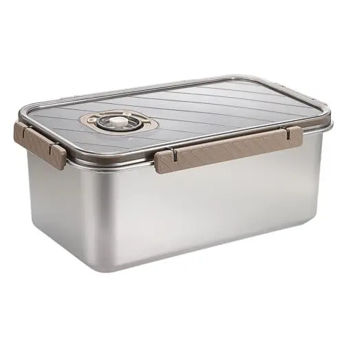 Produktbild: TOLIDA Brotkasten aus 304 Edelstahl mit Deckel, Spülmaschinenfeste Brotaufbewahrungsbox mit Timer, Frischhaltebox für Brot, Brotbehälter für Brot, Kekse, Zwiebeln, Kartoffeln, Knoblauch