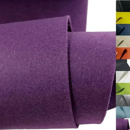 Produktbild: TOLKO 1m Bastelfilz Stabiler Filzstoff Meterware | 4 mm dick | Filzmatte Untersetzer Dekofilz Taschenfilz zum Nähen und Basteln | 45 cm breit | Nadelfilz Filz Meterware (Violett)