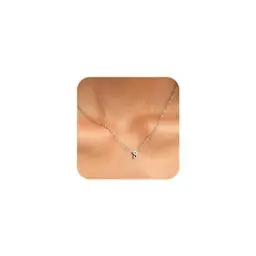 Produktbild: TOLOWOBK Kette Damen mit Buchstaben Silber Edelstahl Halskette A-Z Buchstabe Silberkette Damen Mädchen Personalisierte Anhänger Ketten Ostern Muttertag Geburtstag Geschenke für Mutter Tochter Frau Oma