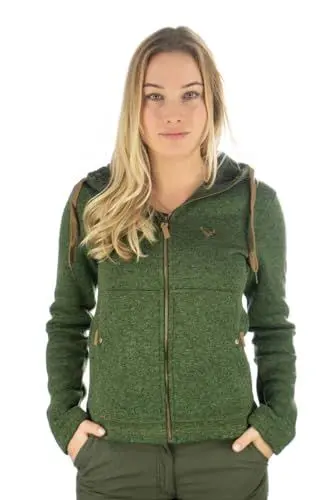Produktbild: TOM COLLINS Damen Fleecejacke Freizeitjacke Zipper hochgeschlossen mit Kapuze Adisur, Größe:38, Farbe:trachtengrün