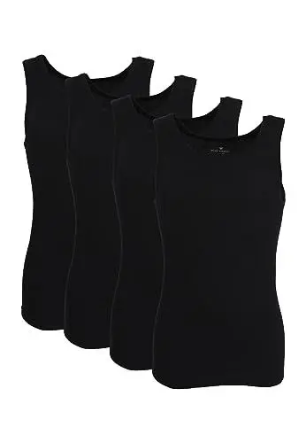 Produktbild: TOM TAILOR 4er Pack Herren Doppelripp Tank Top Unterhemd L