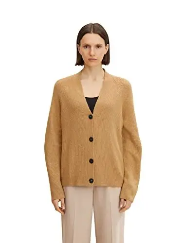 Produktbild: TOM TAILOR Damen 1033279 Basic Cardigan, 30263 - Soft Light Camel Melange, S