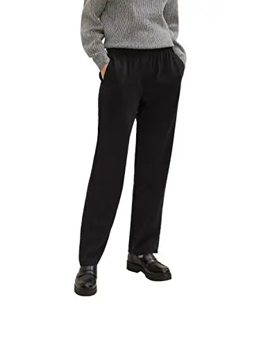 Produktbild: TOM TAILOR Damen 1034231 Loose Fit Stoffhose, 14482 - Deep Black, 34W / 32L