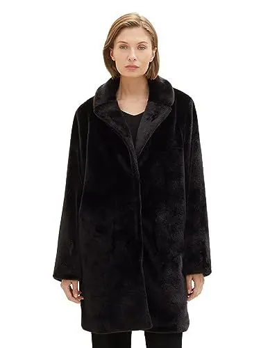 Produktbild: TOM TAILOR Damen 1037574 Fake-Fur Mantel, 14482-deep Black, M