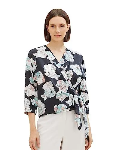 Produktbild: TOM TAILOR Damen 1037875 Wickelbluse mit Blumen-Muster, 32413-tie dye Flower Design, 42