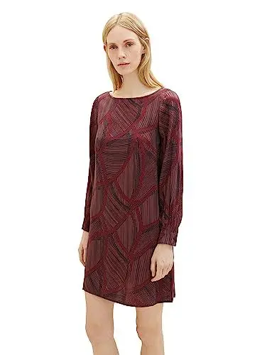 Produktbild: TOM TAILOR Damen 1037931 Satin Kleid mit Muster, 32363-navy Abstract Lines, 38