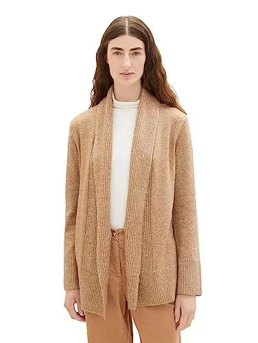 Produktbild: TOM TAILOR Damen 1038005 Cardigan Strickjacke mit Schalkragen, 32399-blush Mahogany Melange, XL