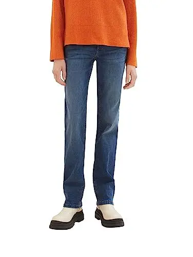 Produktbild: TOM TAILOR Damen 1038342 Alexa Straight Jeans mit Bügelfalte, 10152-mid Stone Bright Blue Denim, 28/30