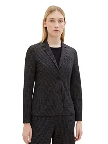 Produktbild: TOM TAILOR Damen 1038711 Blazer mit Karomuster, 33237-grey Black Tiny ck Check, S