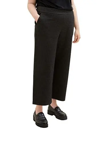 Produktbild: TOM TAILOR Damen 1038821 Culotte Hose mit Karomuster, 33237-grey Black Tiny ck Check, 48/28