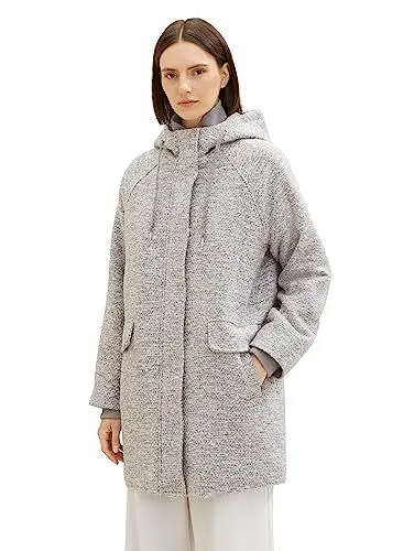 Produktbild: TOM TAILOR Damen 1039061 Mantel mit Kapuze, 30285-grey Structure, L