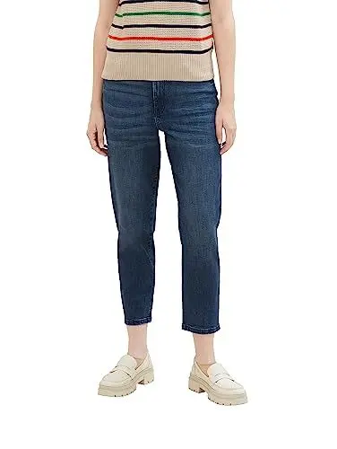 Produktbild: TOM TAILOR Damen 1039897 High Waist Barrel Fit Jeans, 10282-dark Stone wash Denim, 30/28
