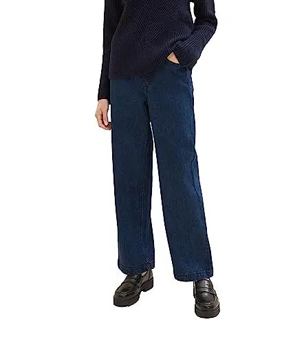 Produktbild: TOM TAILOR Damen 1039914 High Waist Culotte Jeans mit weitem Bein, 10113-Clean Mid Stone Blue Denim, 27/32