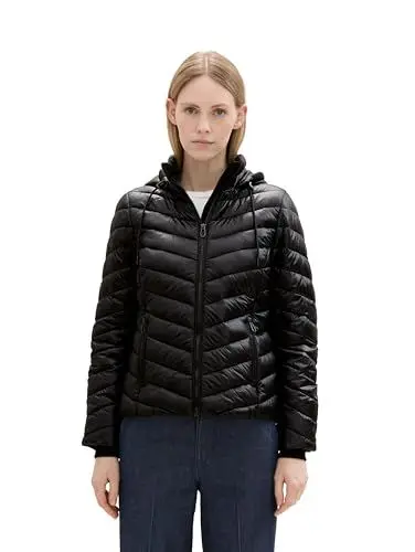 Produktbild: TOM TAILOR Damen 1041489 Lightweight Steppjacke mit Kapuze, 14482-Deep Black, L