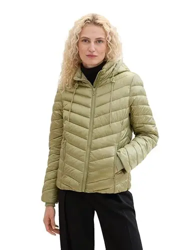 Produktbild: TOM TAILOR Damen 1041489 Lightweight Steppjacke mit Kapuze, 35768-Dark Sage, XXL