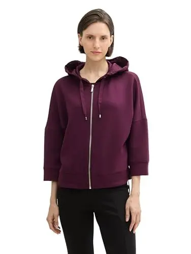 Produktbild: TOM TAILOR Damen 1043171 Sweatjacke mit Kapuze, 35796-Blackberry, 36