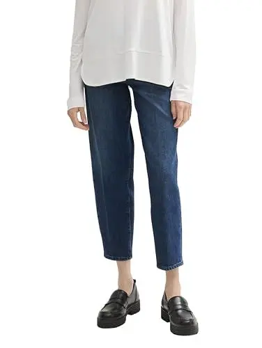 Produktbild: TOM TAILOR Damen 1043432 Mom Jeans mit Bügelfalte, 10282-Dark Stone Wash Denim, 33W x 28L