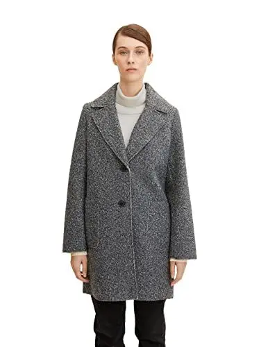Produktbild: TOM TAILOR Damen Basic Boucle Mantel 1033903, 30281 - Evident Anthracite Melange, L