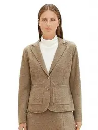 Produktbild: TOM TAILOR Damen Basic Cosy Blazer mit Taschen , doeskin melange, XXS