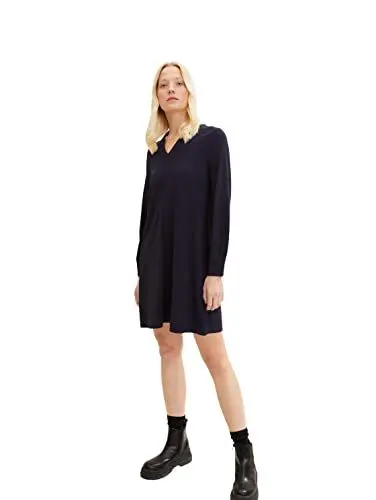 Produktbild: TOM TAILOR Damen Basic Kleid 1032731, 10360 - Real Navy Blue, 42