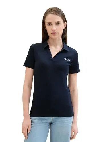 Produktbild: TOM TAILOR Damen Basic Poloshirt mit Logo , sky captain blue, XXS