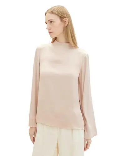 Produktbild: TOM TAILOR Damen Basic Satin Bluse , Doeskin, 32