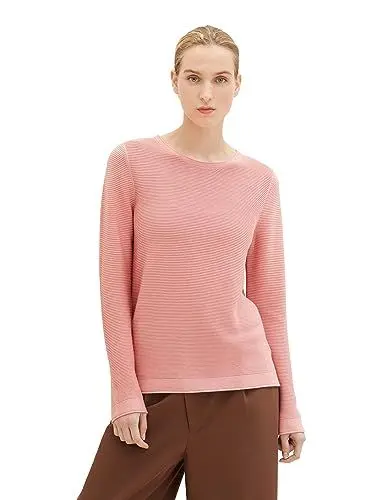 Produktbild: TOM TAILOR Damen Basic Strickpullover aus Bio-Baumwolle, 17285 - Blush Rose, S