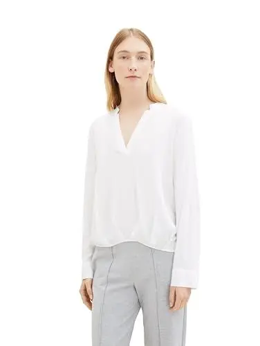 Produktbild: TOM TAILOR Damen Bluse mit Faltendetail, 10315 - Whisper White, 38
