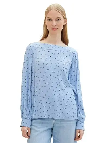 Produktbild: TOM TAILOR Damen Bluse mit Muster, 34751 - Blue Minimal Print, 44
