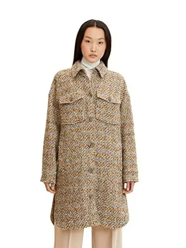 Produktbild: TOM TAILOR Damen Boucle Overshirt Jacke 1032465, 30283 - Structured Boucle Check Design, L