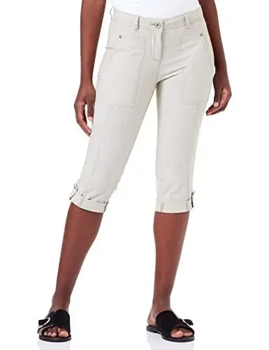 Produktbild: TOM TAILOR Damen Capri Hose 1030782, 29372 - Green Thin Stripes, 34