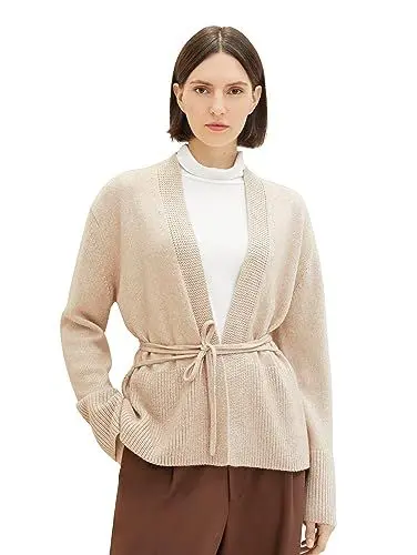 Produktbild: TOM TAILOR Damen Cardigan mit Bindegürtel , doeskin melange, L